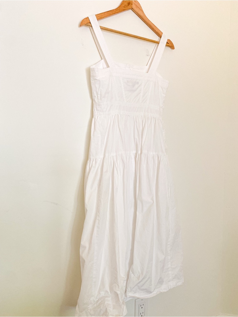BANANA REPUBLIC | 100% Cotton Midi Dress | Button-Front Tiered Luxury Sundress - Picture 6 of 9